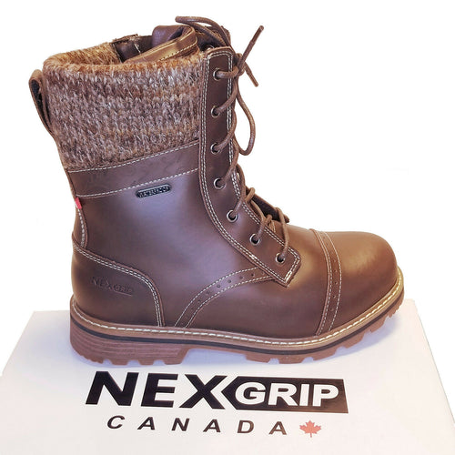 NexGrip Waterproof Women’s Snow Boot Brown Bootie with Retractable Ice Cleats NEXX Ruby