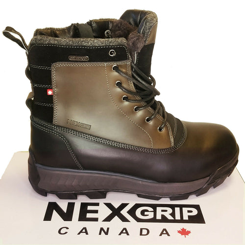 NexGrip Victor Olive Black Waterproof Mens Snow Boot with Retractable Ice Cleats NEXX Big Sizes 15 16