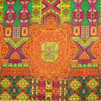 Orange Metallic Embroidered Cotton Sarong