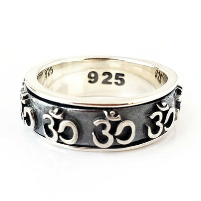 Sz 12 Ohm 925 Sterling Silver Fidget Spinner Ring Yoga Meditation Gift for Dad