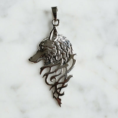 Wolf Tribal Pendant .925 Solid Sterling Silver Charm Protection Amulet  Gift