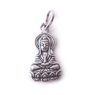 Buddha .925 Solid Sterling Silver Pendant Buddhist Amulet Gift Good Luck Charm