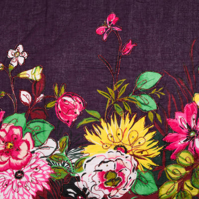 Floral Metallic Embroidered Cotton Sarong