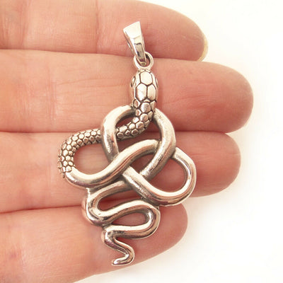 Infinity Knot Serpent .925 Solid Sterling Silver Snake Pendant