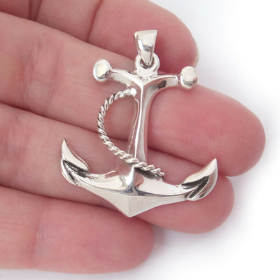 Nautical Anchor Charm .925 Solid Sterling Silver Pendant Ocean Gift