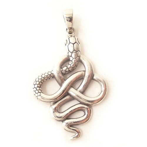 Infinity Knot Serpent .925 Solid Sterling Silver Snake Pendant