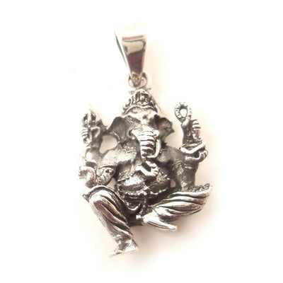 Ghanesh Hindu Elephant Charm .925 Solid Sterling Silver Pendant