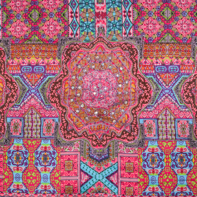Geometric Metallic Embroidered Cotton Sarong