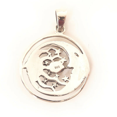 Celestial Moon Sun Stars Charm .925 Sterling Silver Pendant