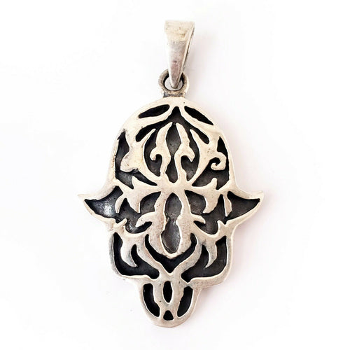 Hamsa .925 Sterling Silver Pendant Protection Amulet Khamsa Charm Gift for Mom