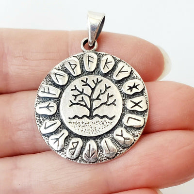 Celtic Runes Tree of Life .925 Sterling Silver Pendant Good Luck Amulet Charm
