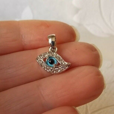 Evil Eye Charm .925 Sterling Silver Pendant Protection Good Luck Graduation Gift