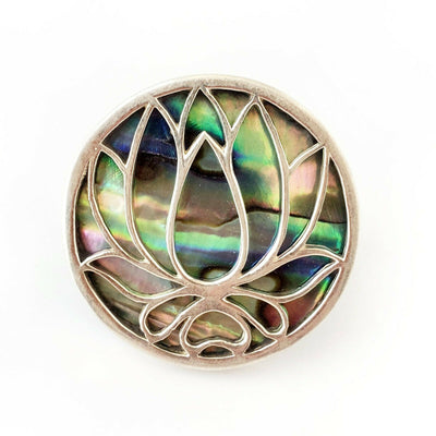 Sz 7 Lotus .925 Sterling Silver Abalone Ring