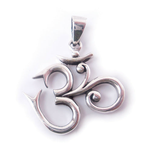 Ohm .925 Solid Sterling Silver Pendant Buddhist Yoga Meditation Gift for Yogi