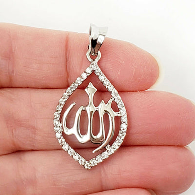 Allah Charm .925 Sterling Silver Muslim Prayer Pendant Islamic Wedding Gift Luck