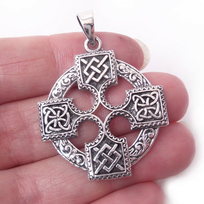 Celtic Coptic Cross Amulet .925 Solid Sterling Silver Charm