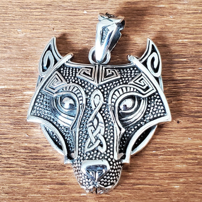 Celtic Wolf Amulet .925 Solid Sterling Silver Charm Pendant