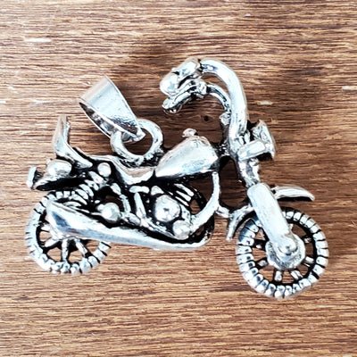 Motorcycle Amulet .925 Solid Sterling Silver Charm Pendant