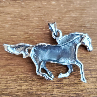 Racing Horse Charm .925 Sterling Silver Equestrian Pendant