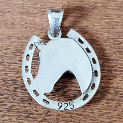 Horseshoe Lucky Charm .925 Sterling Silver Equestrian Pendant
