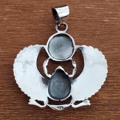 Scarab Eye of Horus Amulet .925 Sterling Silver Charm Pendant