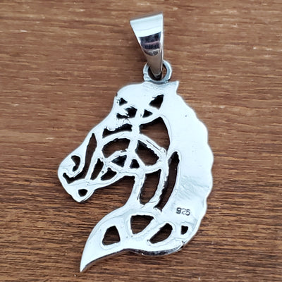 Celtic Horse Charm .925 Sterling Silver Equestrian Pendant