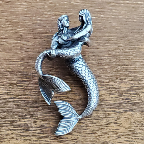 Mermaid and Poseidan Charm .925 Sterling Silver Nautical Pendant