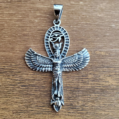 Pharoah Eye of Horus Amulet .925 Sterling Silver Charm Pendant