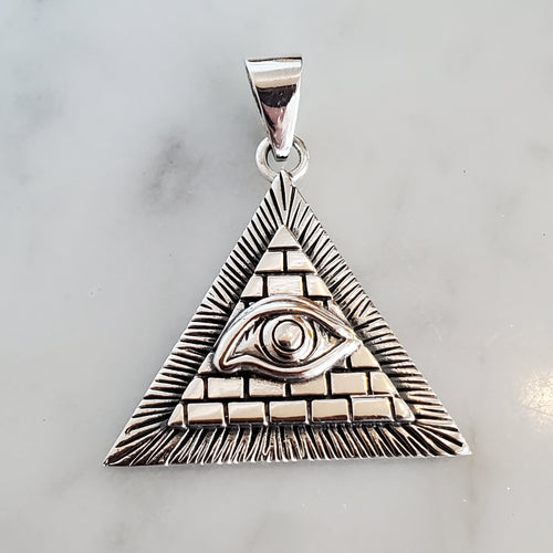 Eye of Horus Pyramid Amulet .925 Sterling Silver Charm Pendant
