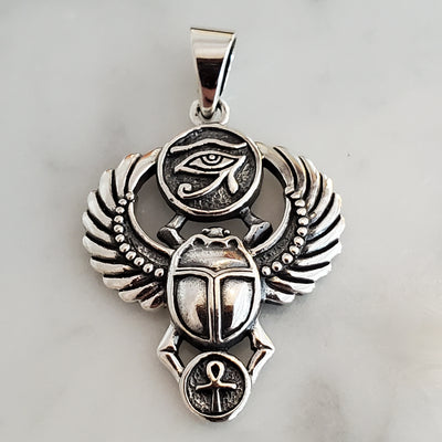 Scarab Eye of Horus Amulet .925 Sterling Silver Charm Pendantko