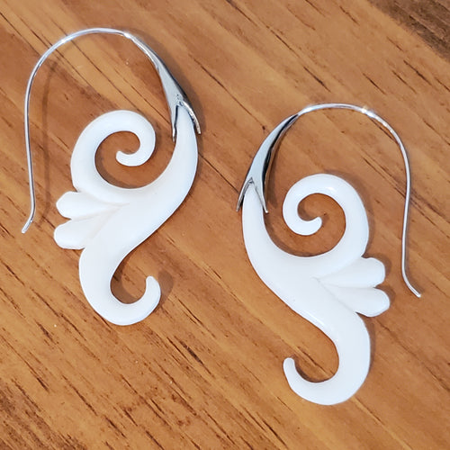 Carved Bone Floral Earrings from Bali for Boho Cowgirl