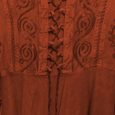 Rust Brown Embroidered Renaissance Festival Dress
