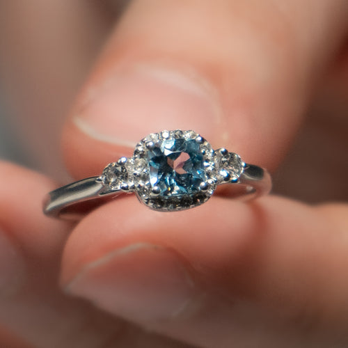 Blue Topaz and White Topaz .925 Sterling Silver Ring
