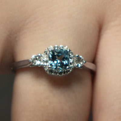 Blue Topaz and White Topaz .925 Sterling Silver Ring