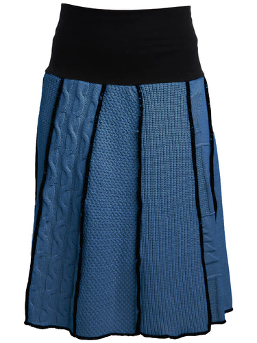 Blue Cotton Sweater Knit Skirt - Size X-Large